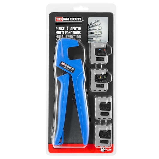 Industrial mobile crimping pliers set with 4 interchangeable dies