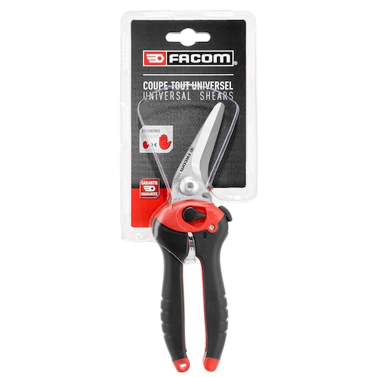 Multi-purpose shears, clear blade, packaged