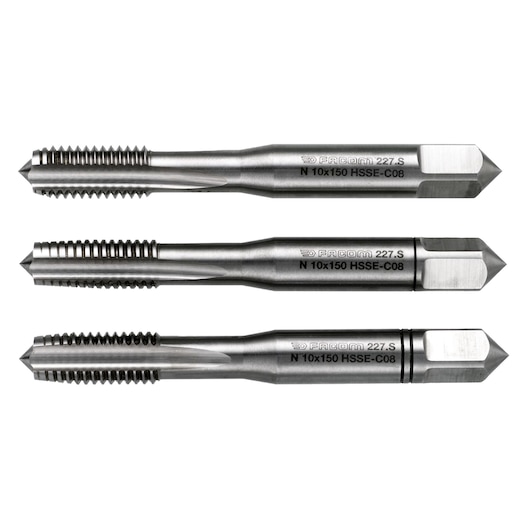 "High performance" cobalt taps, set of 3 cobalt taps (taper, second and bottoming), M6 x 1.0 mm