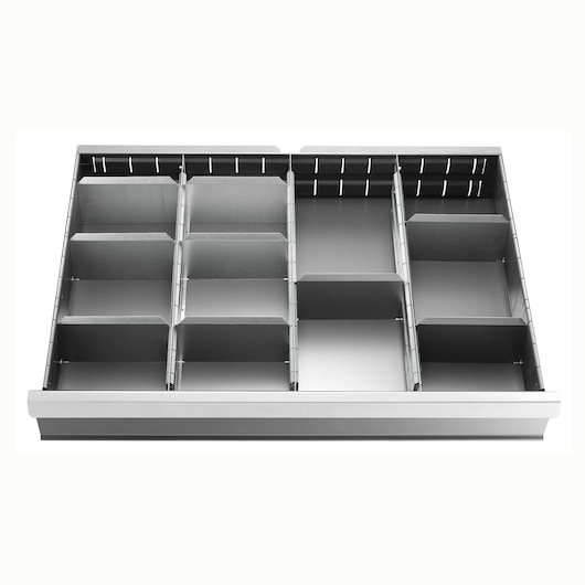 Set of 18 Galvanized Partitions for 50 and 75mm Drawers, 2930 Cabinets Series