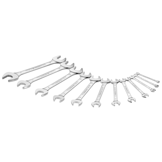 Double open-end wrench set, 16 pieces ( 3.2 to 42 mm)