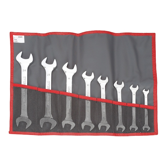 Double open-end wrench set, 8 pieces ( 8 to 24 mm), in pouch