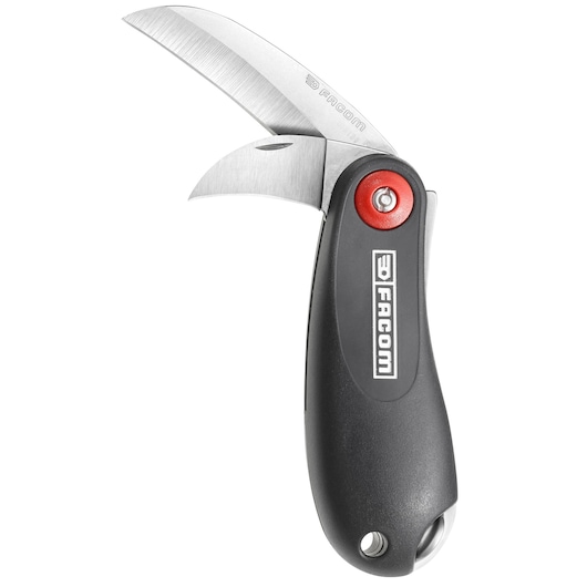 Twin-blade electricians knife, straight 65 mm and curved 35 mm