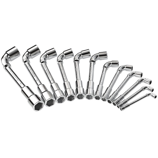 Angled-socket wrench, (6 x 6 Points) set, 16 pieces (8 to 24 mm)