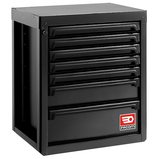 Side view of base unit 7 drawers RWS2 black